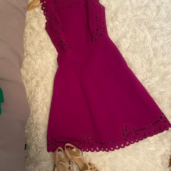 Ted Baker London embroidered dress. It’s in a deep pink color. - Picture 3 of 5